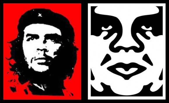 Che Guevara (L), Andre the Giant, sans posse (R)