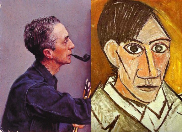 Norman Rockwell painted one of these portraits, while Picasso did the other. Can you tell who did which?